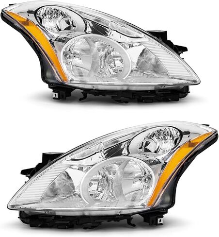 مجموعة المصابيح الأمامية لسيارة Nissan 2013-2015 Altima 4Door fit 13 14 15 Nissan Altima Headlamp Clear Lens غطاء كروم مع عاكس كهرماني بديل للسائق وجوانب الركاب in Saudi Arabia