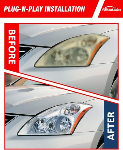 مجموعة المصابيح الأمامية لسيارة Nissan 2013-2015 Altima 4Door fit 13 14 15 Nissan Altima Headlamp Clear Lens غطاء كروم مع عاكس كهرماني بديل للسائق وجوانب الركاب in Saudi Arabia