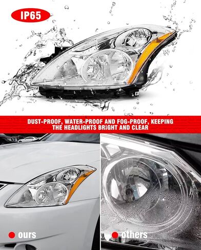 مجموعة المصابيح الأمامية لسيارة Nissan 2013-2015 Altima 4Door fit 13 14 15 Nissan Altima Headlamp Clear Lens غطاء كروم مع عاكس كهرماني بديل للسائق وجوانب الركاب in Saudi Arabia