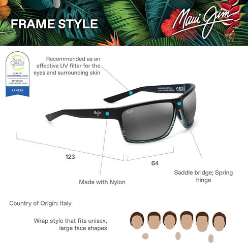 Maui Jim unisex adult Alenuihaha W/ Patented Polarizedplus2 Lenses Sunglasses, Dark Brown Stripe/Hcl Bronze Polarized, Large US in Saudi Arabia