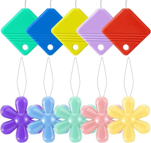 10 Pcs Needle Threaders, Flower Head Sewing Machine Needle Threader Kit Squre Plastic Needles Threader for Hand Sewing, Embroidery Supplies for Cross Stitch Craft, Embroidery Floss, Repair Clothing in Saudi Arabia
