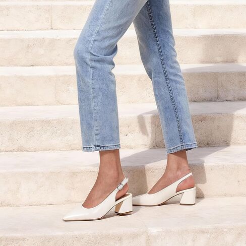 GENSHUO Women's Slingback Closed Toe Block Chunky Low Heel Pumps - 2.36 Inches Office Wedding Party Dress Shoes in Saudi Arabia