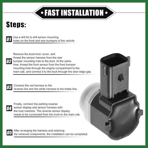 Motoforti 4 Pcs Reverse Parking Assist Sensor Compatible for Ford Explorer 2011-2015, for Ford Flex 2013-2019, Durable ABS Plastic Black Rear Bumper Parking Assist Sensor Long-Lasting in Saudi Arabia
