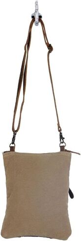 حقيبة ميرا بسحاب من القماش - حقائب كروس من الجلد والسجاد والقماش من ديلكاتي للنساء، تصميم أزتيك بألوان الأخضر والبني والأصفر، حقيبة من القماش بسحاب مع حزام قابل للتعديل in Kuwait