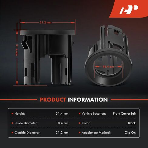 A-Premium Front Center Left Parking Assist Sensor Retainer Bezels Compatible with Ram Models - 1500 2019-2024, with Advanced Park Assist System in Saudi Arabia
