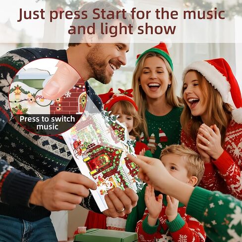 Christmas Greeting Cards,3D Pop Up Musical Christmas Card with Red Envelope & Animated Lights, Plays 3 Melody with Matching Flashing Lights in Saudi Arabia