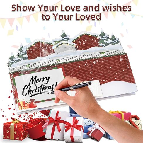 Christmas Greeting Cards,3D Pop Up Musical Christmas Card with Red Envelope & Animated Lights, Plays 3 Melody with Matching Flashing Lights in Saudi Arabia