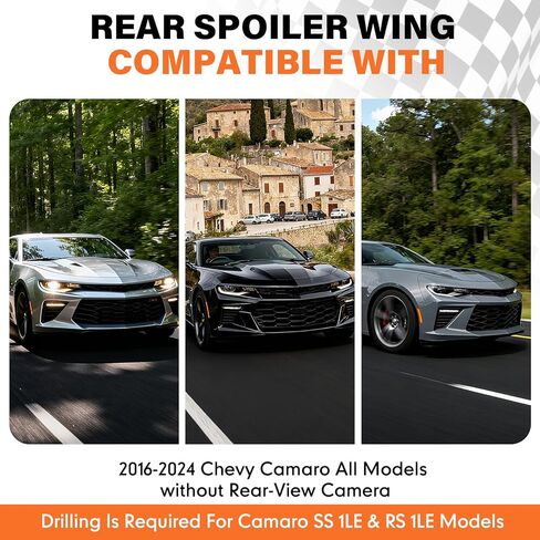 Rear Spoiler Wing Compatible with for Chevrolet Camaro SS RS LT ZL All Models 2016 2017 2018 2019 2020 2021 2022 2023 2024 Without Rear Spoiler Camera (Glossy Black) in Saudi Arabia