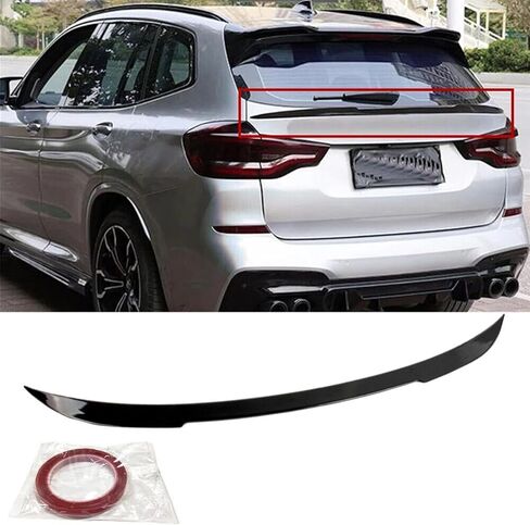الجناح الخلفي للباب الخلفي الأوسط سبويلر مناسب لسيارات BMW X3 M40i/ 30i/ 30e/ G01 2018-2023 ملحقات خارجية للشفاه باللون الأسود اللامع على شكل حرف V in Saudi Arabia