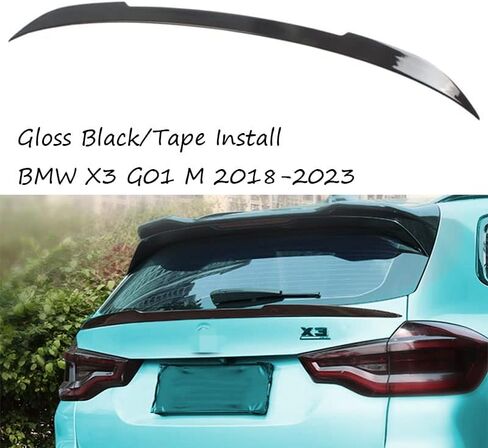 الجناح الخلفي للباب الخلفي الأوسط سبويلر مناسب لسيارات BMW X3 M40i/ 30i/ 30e/ G01 2018-2023 ملحقات خارجية للشفاه باللون الأسود اللامع على شكل حرف V in Saudi Arabia