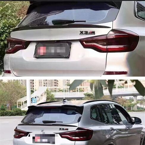 الجناح الخلفي للباب الخلفي الأوسط سبويلر مناسب لسيارات BMW X3 M40i/ 30i/ 30e/ G01 2018-2023 ملحقات خارجية للشفاه باللون الأسود اللامع على شكل حرف V in Saudi Arabia