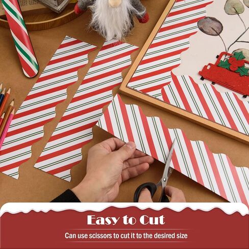 MoDooris 72 Feet Christmas Bulletin Board Borders Candy Cane Stripe Scalloped Border Trims Xmas Candyland Stripe Border for Classroom School Blackboard Winter Holiday Party Decor, Red White Green in Saudi Arabia