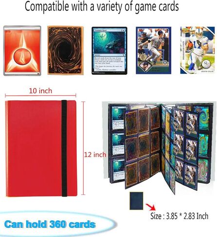 Trading Card Binder Holder, 9 Pockets Collection Card Album Sleeves for Baseball Yugioh MTG Cards, Collectable Sports Card Binder Storage Protection, 20 Pages Put up to 360 Cards (Black) in Kuwait