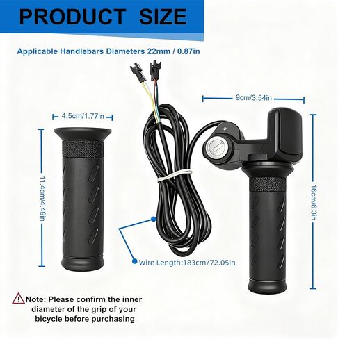 خنق تويست كامل لRidstar Q20، 48V 3-Pin Universal EBike Throttle مع شاشة LCD وقفل المفتاح، مقابض خنق الدراجة الكهربائية العالمية المقاومة للماء للدراجات الكهربائية والدراجات البخارية in Kuwait