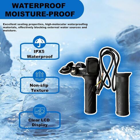 خنق تويست كامل لRidstar Q20، 48V 3-Pin Universal EBike Throttle مع شاشة LCD وقفل المفتاح، مقابض خنق الدراجة الكهربائية العالمية المقاومة للماء للدراجات الكهربائية والدراجات البخارية in Kuwait