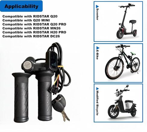 خنق تويست كامل لRidstar Q20، 48V 3-Pin Universal EBike Throttle مع شاشة LCD وقفل المفتاح، مقابض خنق الدراجة الكهربائية العالمية المقاومة للماء للدراجات الكهربائية والدراجات البخارية in Kuwait