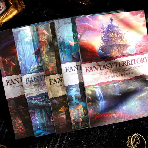 مجموعة ورق قصاصات من Fantasy Territory، 150 قطعة من حزمة الأشياء الزائلة الغامضة لليوميات غير المرغوب فيها، وسجل القصاصات، والحرف اليدوية، والمشروعات اليدوية، والمذكرات، واللوازم الفنية in Kuwait