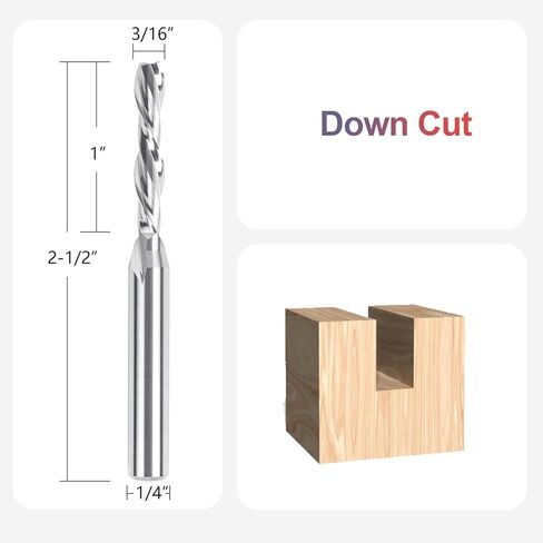 SpeTool 3/16 "قطع القطر Downcut دوامة راوتر بت 1/4" عرقوب كربيد نهاية مطحنة CNC الخشب راوتر بت لتشذيب الشق in Saudi Arabia