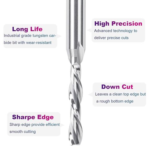 SpeTool 3/16 "قطع القطر Downcut دوامة راوتر بت 1/4" عرقوب كربيد نهاية مطحنة CNC الخشب راوتر بت لتشذيب الشق in Saudi Arabia