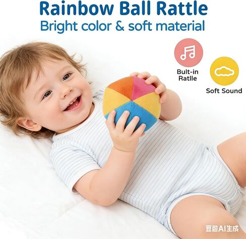 Montessori Toys for Babies 0-6 Months, 7 in 1 Learning Educational Set Newborn Toys 6-12 Months, Rainbow Ball, Baby Black and White Books, Tissue Box Toy, Spinning Drum, Rattle Toy in Kuwait