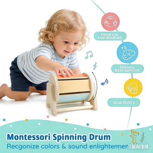 Montessori Toys for Babies 0-6 Months, 7 in 1 Learning Educational Set Newborn Toys 6-12 Months, Rainbow Ball, Baby Black and White Books, Tissue Box Toy, Spinning Drum, Rattle Toy in Kuwait