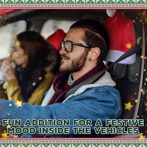 4-Piece Santa Claus Hats car Christmas Decorations Computer Chair Christmas Decorations-Suitable for Most headrests (Red-4pcs) in Saudi Arabia