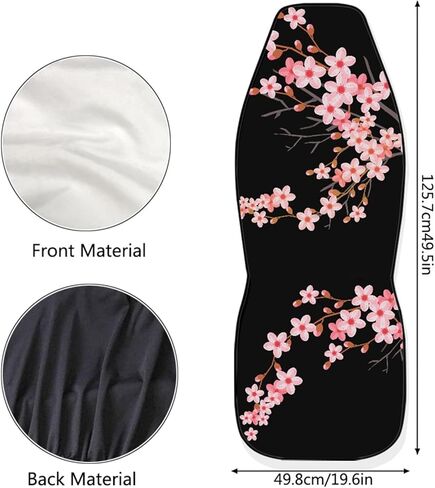LedBack Cherry Blossom Painting Black Universal Fit Auto Front Bucket Seat Covers for Women,Fit Most Car,Truck,SUV,or Van in Kuwait