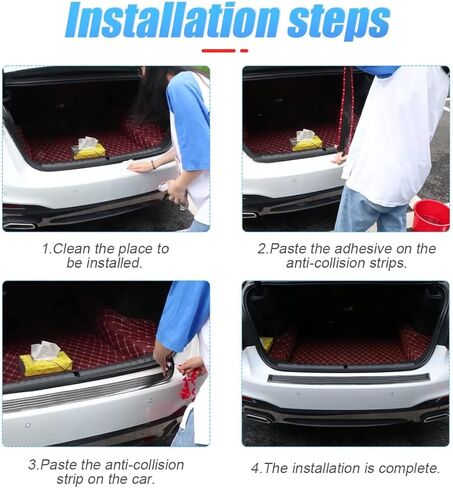 Car Rear Bumper Protector for Toyota RAV4 2013-2018, Carbon Fiber Scratch-Resistant and Waterproof Self-Adhesive Trunk Door Sill Protection Strip Sticker,B in Saudi Arabia