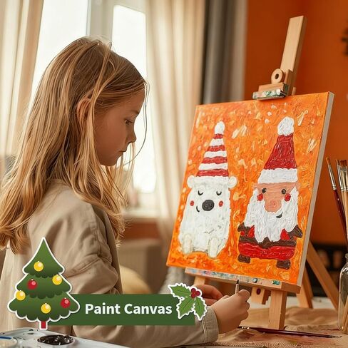 Artkey عيد الميلاد مرسومة مسبقا قماش للرسم، 3 حزمة 14x14 بوصة مطبوعة مسبقا مجموعة قماش ممتدة مع دهانات أكريليك، فرش ولوحة - مجموعة الحرف الفنية للعطلات، لوازم فنية لهدايا عيد الميلاد DIY in Saudi Arabia