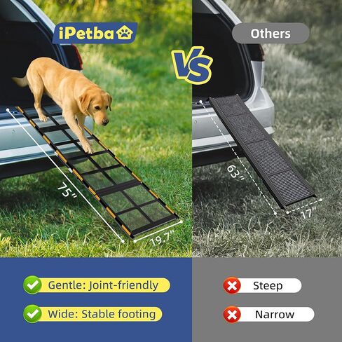 Wooden Folding Dog Ramp for Bed iPetba Non-Slip Adjustable Pet Ramp for Couch for Small Medium Doggie 31.5" Long 4 Levels H9.5 to 18.5" with 5 Paw Traction Mat Cat Ramps for Car Sofa (Up to 40 Lbs) in Saudi Arabia