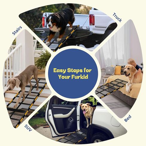 Wooden Folding Dog Ramp for Bed iPetba Non-Slip Adjustable Pet Ramp for Couch for Small Medium Doggie 31.5" Long 4 Levels H9.5 to 18.5" with 5 Paw Traction Mat Cat Ramps for Car Sofa (Up to 40 Lbs) in Saudi Arabia