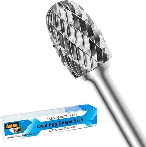 SE-5L6 Tungsten Carbide Burr Lengthened Rotary File Oval Egg Shape Double Cut with 1/4''Shank for Die Grinder Drill Bit in Kuwait
