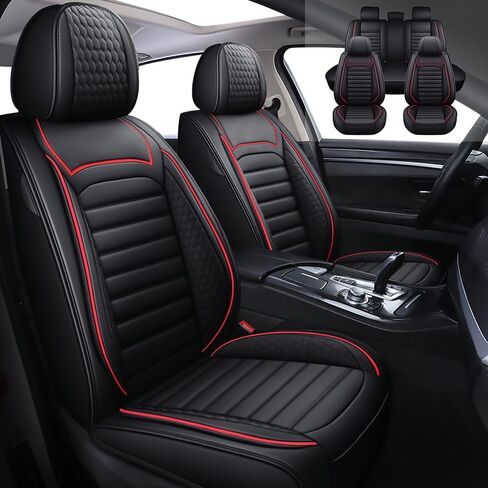غطاء مقعد السيارة لسيارة Audi Q7 2007-2025، مقاوم للماء، مقاوم للتآكل، مقاوم للخدش، مجموعة كاملة من واقيات وسائد المقعد الجلدية، متوافق مع الوسادة الهوائية، أسود فاخر in Kuwait