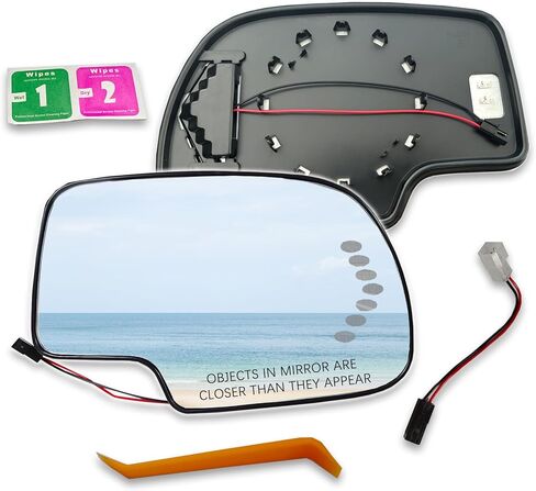 Passenger Right Side Heated Mirror Glass Compatible with 2003-2006 Cadillac Escalade,Chevrolet Avalanche,Silverado,Suburban,Tahoe,GMC Sierra,Yukon，Right Side Convex Mirrorr with Turn Signal in Saudi Arabia