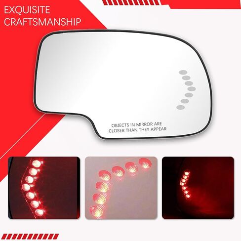 Passenger Right Side Heated Mirror Glass Compatible with 2003-2006 Cadillac Escalade,Chevrolet Avalanche,Silverado,Suburban,Tahoe,GMC Sierra,Yukon，Right Side Convex Mirrorr with Turn Signal in Saudi Arabia