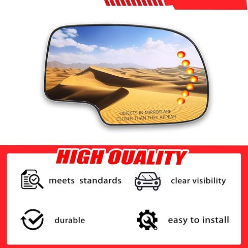 Passenger Right Side Heated Mirror Glass Compatible with 2003-2006 Cadillac Escalade,Chevrolet Avalanche,Silverado,Suburban,Tahoe,GMC Sierra,Yukon，Right Side Convex Mirrorr with Turn Signal in Saudi Arabia