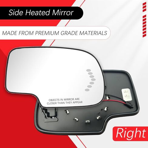 Passenger Right Side Heated Mirror Glass Compatible with 2003-2006 Cadillac Escalade,Chevrolet Avalanche,Silverado,Suburban,Tahoe,GMC Sierra,Yukon，Right Side Convex Mirrorr with Turn Signal in Saudi Arabia