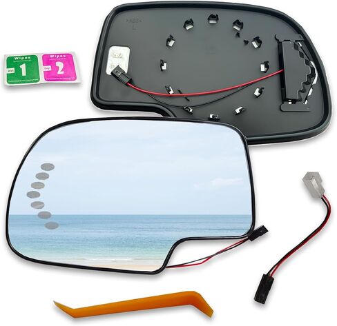 Passenger Right Side Heated Mirror Glass Compatible with 2003-2006 Cadillac Escalade,Chevrolet Avalanche,Silverado,Suburban,Tahoe,GMC Sierra,Yukon，Right Side Convex Mirrorr with Turn Signal in Saudi Arabia