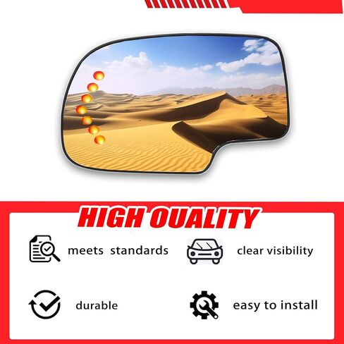 Passenger Right Side Heated Mirror Glass Compatible with 2003-2006 Cadillac Escalade,Chevrolet Avalanche,Silverado,Suburban,Tahoe,GMC Sierra,Yukon，Right Side Convex Mirrorr with Turn Signal in Saudi Arabia