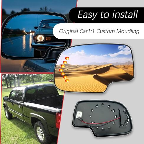 Passenger Right Side Heated Mirror Glass Compatible with 2003-2006 Cadillac Escalade,Chevrolet Avalanche,Silverado,Suburban,Tahoe,GMC Sierra,Yukon，Right Side Convex Mirrorr with Turn Signal in Saudi Arabia
