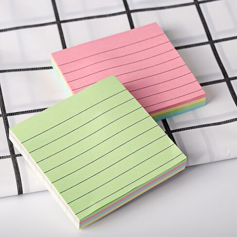 4 Packs Lined Sticky Notes Set, 200 Sheets Colorful Sticky Notes with Lines for Office Home Use, As Note Memo Pads(Blue Green Yellow Pink) in Saudi Arabia