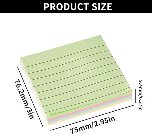 4 Packs Lined Sticky Notes Set, 200 Sheets Colorful Sticky Notes with Lines for Office Home Use, As Note Memo Pads(Blue Green Yellow Pink) in Saudi Arabia