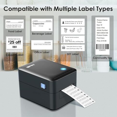 iDPRT Label Maker, Thermal Barcode Printer with No Bound Consumables, Bluetooth & USB Connection, 140pcs/min Speed, Customizable App, Supports Various Sized 1"-3.15", Label Printer (Renewed) in Saudi Arabia