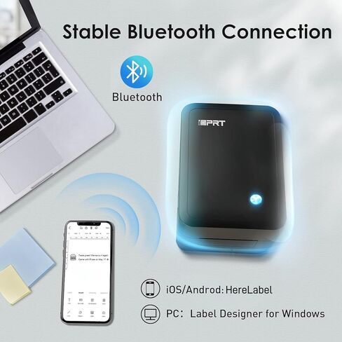 iDPRT Label Maker, Thermal Barcode Printer with No Bound Consumables, Bluetooth & USB Connection, 140pcs/min Speed, Customizable App, Supports Various Sized 1"-3.15", Label Printer (Renewed) in Saudi Arabia
