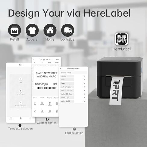 iDPRT Label Maker, Thermal Barcode Printer with No Bound Consumables, Bluetooth & USB Connection, 140pcs/min Speed, Customizable App, Supports Various Sized 1"-3.15", Label Printer (Renewed) in Saudi Arabia