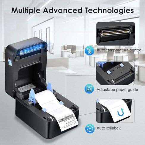 iDPRT Label Maker, Thermal Barcode Printer with No Bound Consumables, Bluetooth & USB Connection, 140pcs/min Speed, Customizable App, Supports Various Sized 1"-3.15", Label Printer (Renewed) in Saudi Arabia