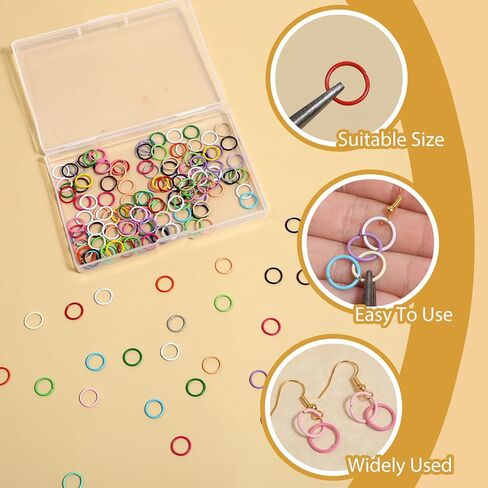 200 Pieces Colored Jump Rings 10mm Open Jump Rings for Jewelry Making Colorful Iron Open Jumps Ring O Ring Connectors Jewelry DIY Findings for Crafts Bracelet Earring Choker Necklaces Making in Saudi Arabia