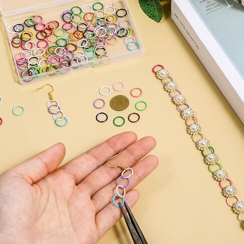 200 Pieces Colored Jump Rings 10mm Open Jump Rings for Jewelry Making Colorful Iron Open Jumps Ring O Ring Connectors Jewelry DIY Findings for Crafts Bracelet Earring Choker Necklaces Making in Saudi Arabia
