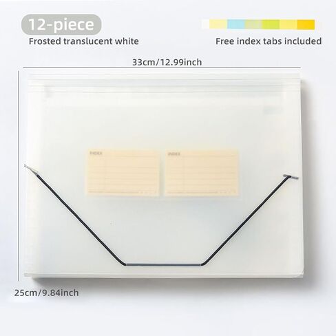 Expanding File Folder with Tabs, 13 Pockets File Organizer Accordion File Holder ，with Elastic Buckles Closure, A4 Paper Document Organizer for Home School Office (1, Transparent White) in Saudi Arabia