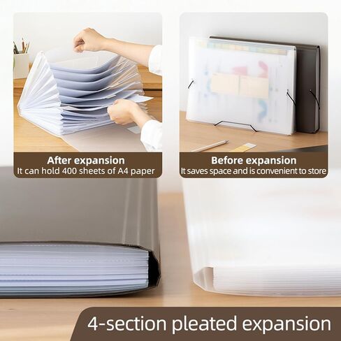 Expanding File Folder with Tabs, 13 Pockets File Organizer Accordion File Holder ，with Elastic Buckles Closure, A4 Paper Document Organizer for Home School Office (1, Transparent White) in Saudi Arabia
